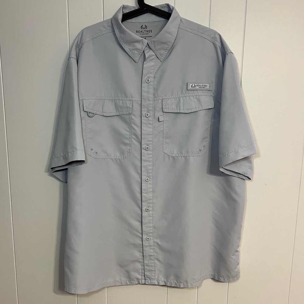 Real Tree Mens Fishing Guide Shirt Blue‎ Size XL